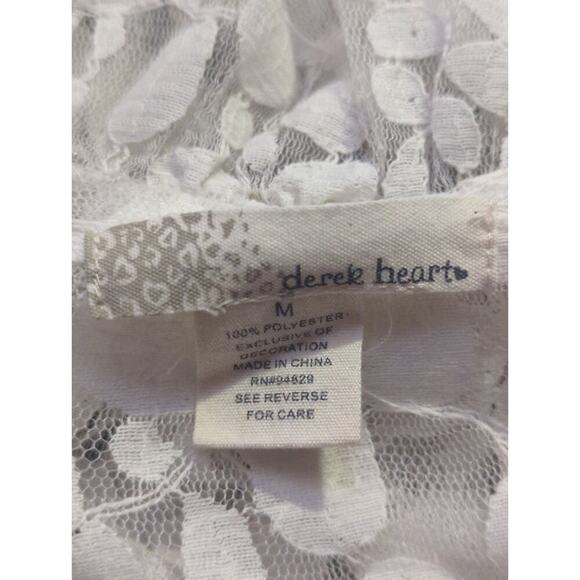 Derek Heart Top Sheer Lace Peplum Hem White Flutter Sleeve Woman's Size Medium - Picture 8 of 11